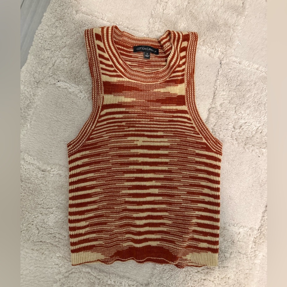 Cotton Candy Red and Cream Knit Top